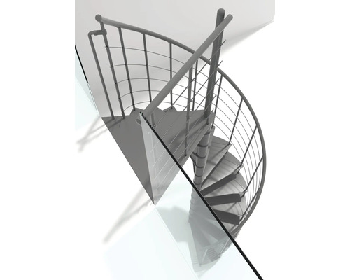 Wendeltreppe aus Metall mit Geländer