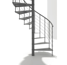 Wendeltreppe aus Metall mit Geländer