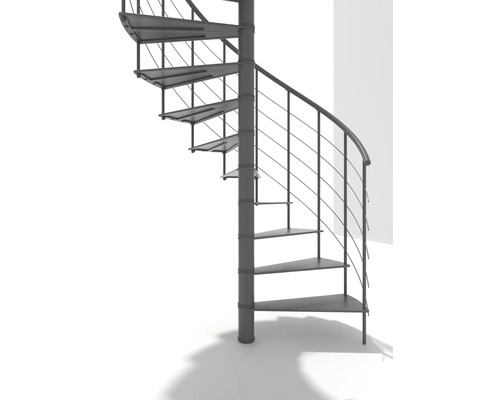 Wendeltreppe aus Metall mit Geländer