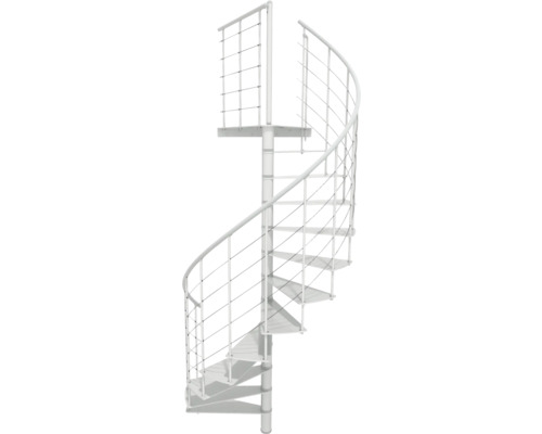 Wendeltreppe aus Metall mit Geländer