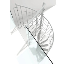 Wendeltreppe mit Geländer und Glasbrüstung