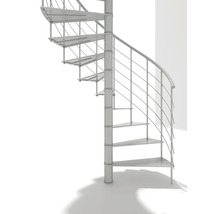 Wendeltreppe aus Metall mit Geländer