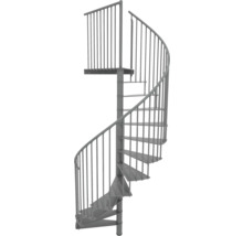 Wendeltreppe aus Metall mit Geländer