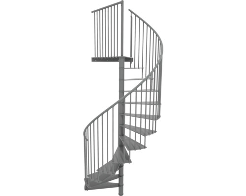 Wendeltreppe aus Metall mit Geländer