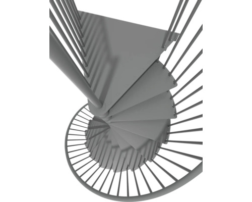 Wendeltreppe aus Metall mit Geländer