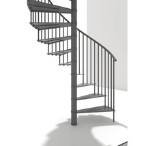 Wendeltreppe aus Metall mit Geländer