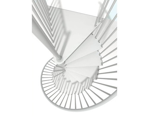 Draufsicht einer Wendeltreppe aus Metall
