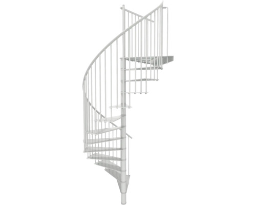 Wendeltreppe aus Metall mit Geländer