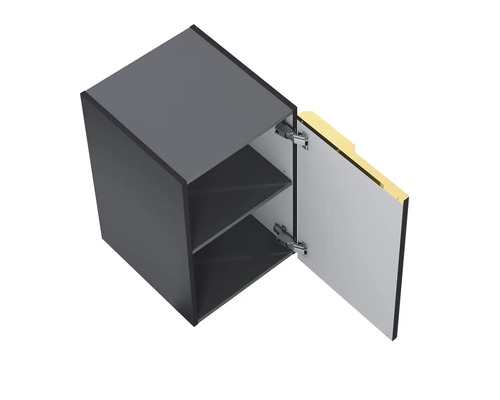 Hängeschrank mit offener Tür und zwei Einlegeböden