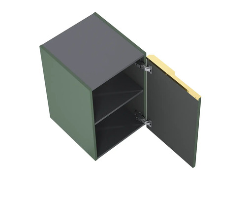 Hängeschrank mit offener Tür und zwei Regalböden