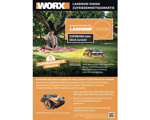 Mähroboter WORX Landroid Vision L1600 drahtlos mit Gratis-Garage bei Registrierung
