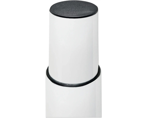 Weißer Behälter mit dunklem Deckel