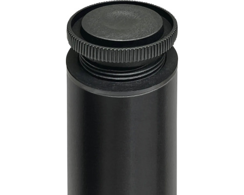 Schwarze Metallstange mit gerändeltem Einstellknopf