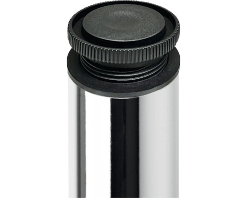 Detailaufnahme eines verstellbaren Möbelfußes aus Metall