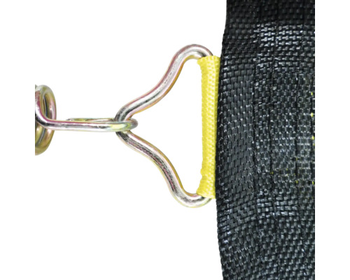 Detailansicht einer Trampolinfederbefestigung an einer Sprungmatte