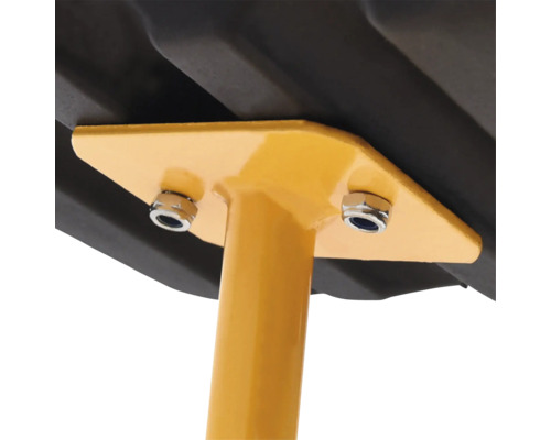 Gelbes Metallrohr mit Schrauben befestigt