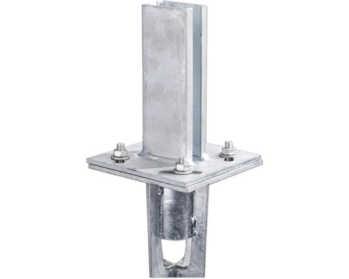 Metallpfostenanker mit quadratischer Basis und Schrauben