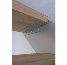 Regalwinkel aus Metall zur Befestigung eines Holzregals an der Wand