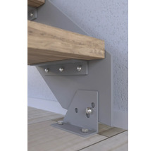 Pertura Wangentreppe Libra Eiche rustikal ohne Setzstufen Pulverbeschichtet Seitenwange Grau gerade 87 cm 16 Stufen / 17 Steigungen Stabgeländer