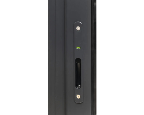 Detailaufnahme eines Schiebetürgriffs mit Schloss