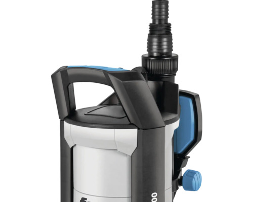 Detailansicht einer Teichpumpe mit Griff und Anschlussstutzen