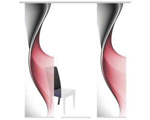 Schiebetür mit abstraktem Wellenmuster und Stuhl