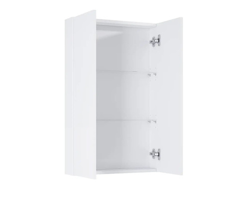 Offener weißer Hängeschrank mit zwei Regalböden