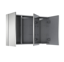 Spiegelschrank Jungborn 3-türig 100,6 x12,9x61,8 cm grau mit einseitigen Spiegeltüren und Seitenverspiegelung
