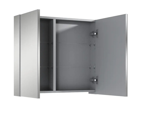 Offener Spiegelschrank mit Glasablagen