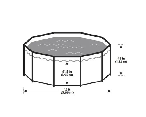 Abbildung eines runden Pools mit den Maßen 3,66 Meter Durchmesser und 1,22 Meter Höhe