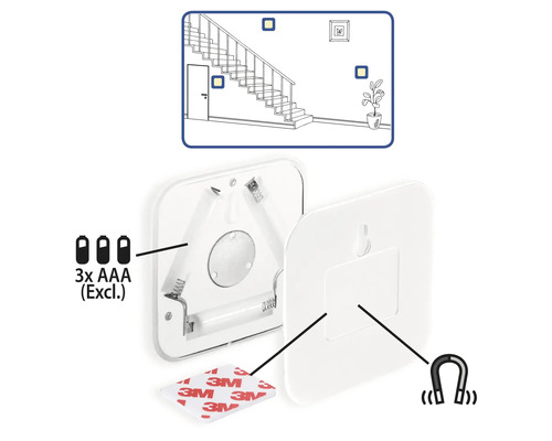 Batteriebetriebene LED Leuchte zur Wandmontage mit Magnetbefestigung