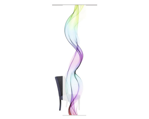Roll Up Banner mit farbigem Rauchmotiv und Stuhl