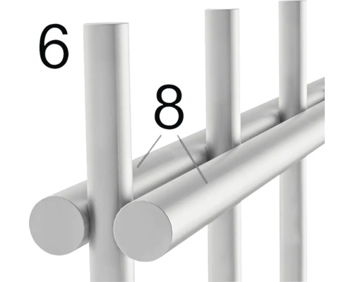 Detailansicht eines Handtuchhalters aus Metall mit Stangen