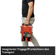 Person trägt Einhell Transport- und Aufbewahrungskoffer
