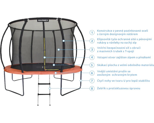 Trampolin mit Sicherheitsnetz und Leiter