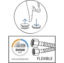 Anleitung zum Einsetzen und Entfernen des Ventils sowie DVGWCERT-Zertifizierung für flexible Schläuche