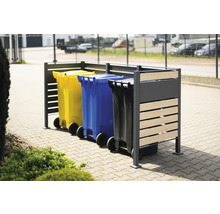 Mülltonnenbox mit drei Mülltonnen