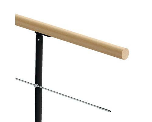 Holzhandlauf mit Metallhalterung