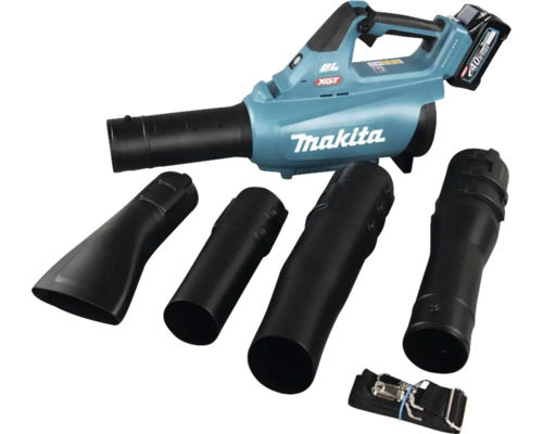 Makita Akku Gebläse mit verschiedenen Düsenaufsätzen und Tragegurt