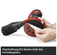 Einhand-Exzenterschleifer mit Schleifpapier wird gezeigt