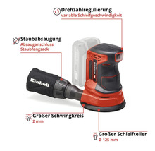 Einhell Akku Exzenterschleifer mit Staubabsaugung und variabler Schleifgeschwindigkeit