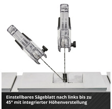 Einstellbare Sägeblattführung einer Säge mit integrierter Höhenverstellung