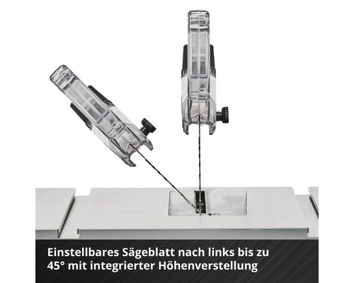Einstellbare Sägeblattführung einer Säge mit integrierter Höhenverstellung