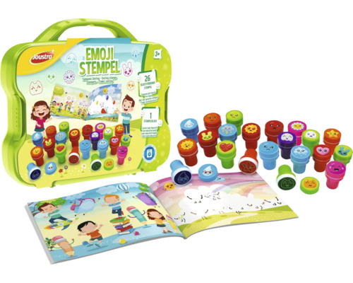 Emoji Stempelset mit Koffer und Malbuch
