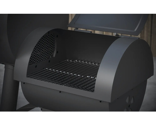 Offener Holzkohlegrill mit Grillrost