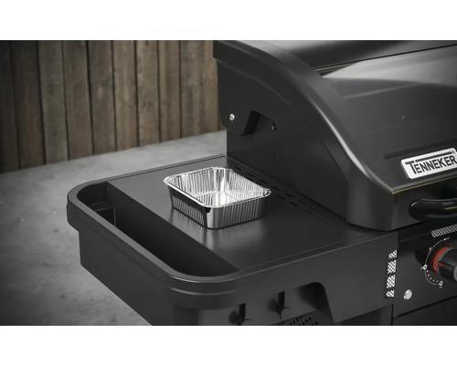 Tenneker Grill mit Aluschale auf Ablage