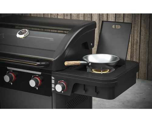 Gasgrill mit Seitenkocher und Wok