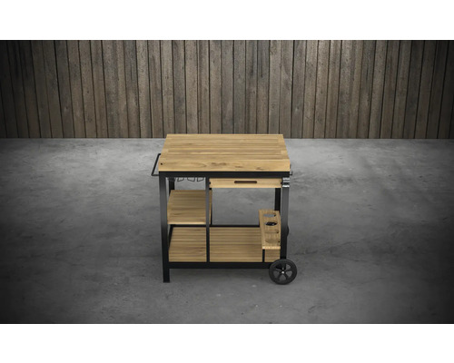 Grillwagen aus Holz mit Metallrahmen