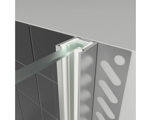 Eckprofil mit Fliesen und Glaselement