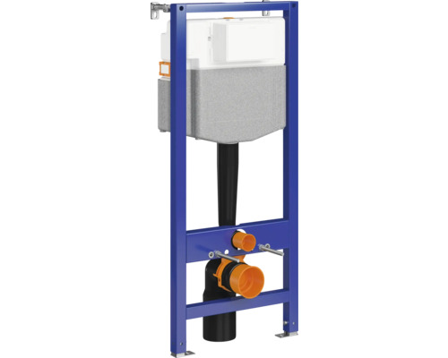 Vorwandelement für Wand-WC mit Spülkasten und blauem Rahmen